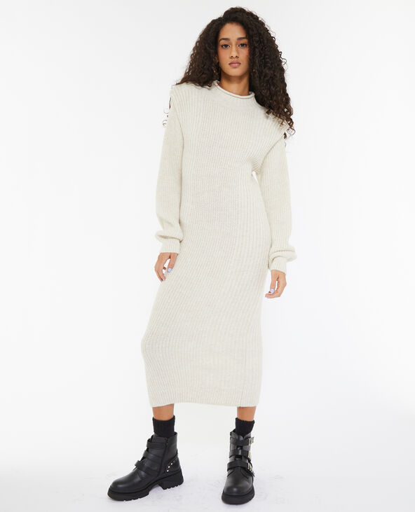 Robe pull longue avec effet épaulette sable - Pimkie