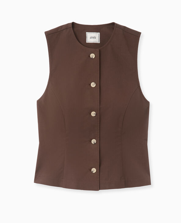 Veste sans manches avec boutons marron - Pimkie