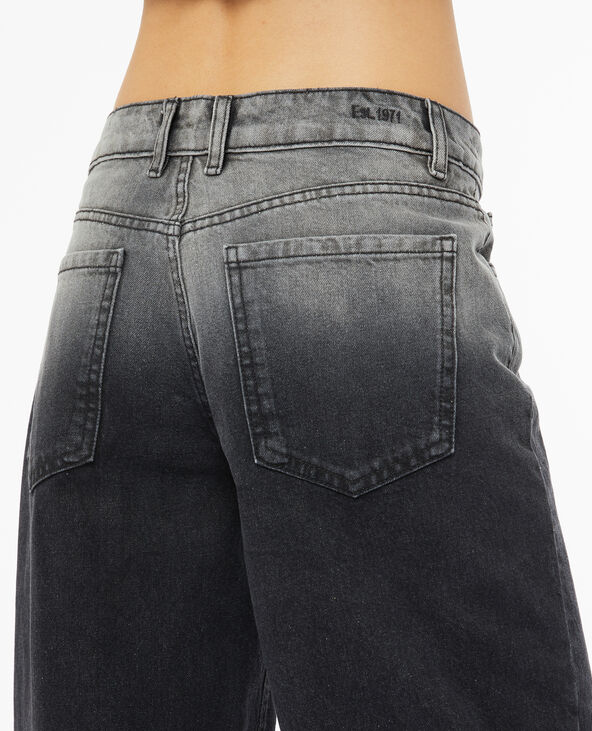Jean wide taille basse effet délavé noir - Pimkie