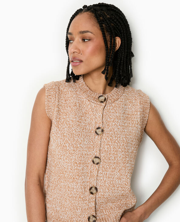 Gilet sans manches en maille moulinée taupe - Pimkie