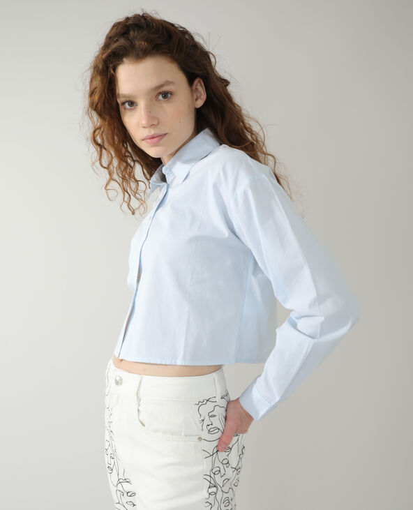 Chemise courte bleu turquoise - Pimkie