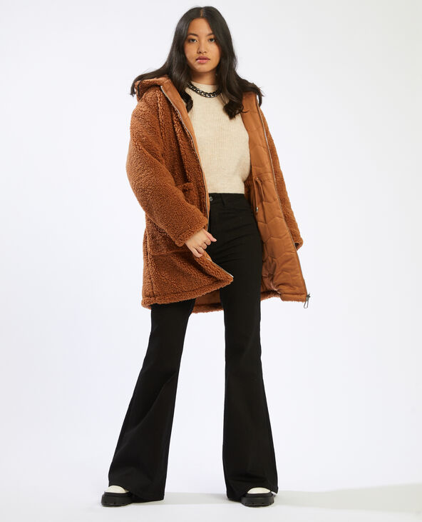 Manteau réversible à capuche marron - Pimkie