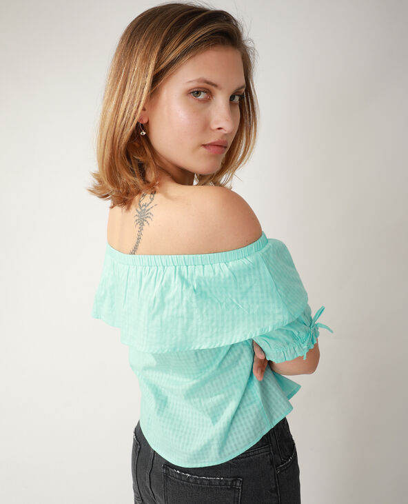 Top Vichy bleu turquoise - Pimkie