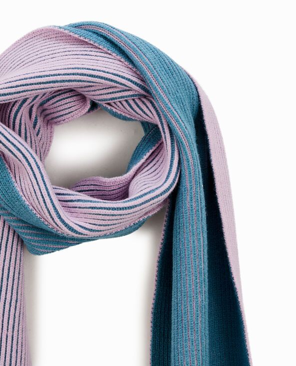 Echarpe bicolore en maille côtelée effet rayé rose - Pimkie