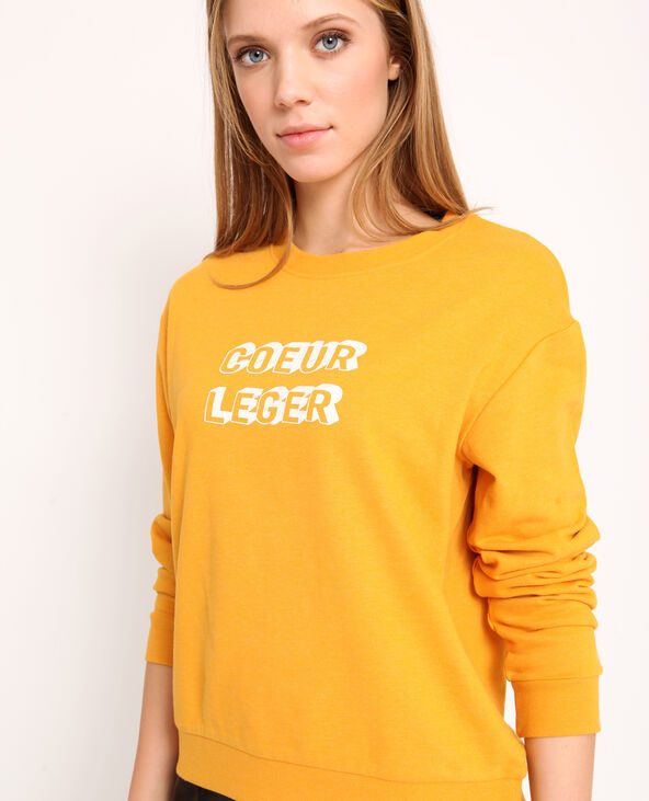 Sweat à message jaune ocre - Pimkie