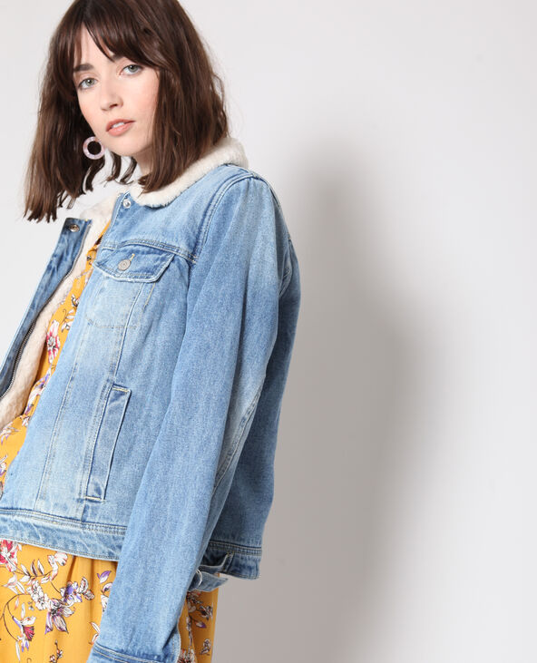 Veste jean top doublée femme