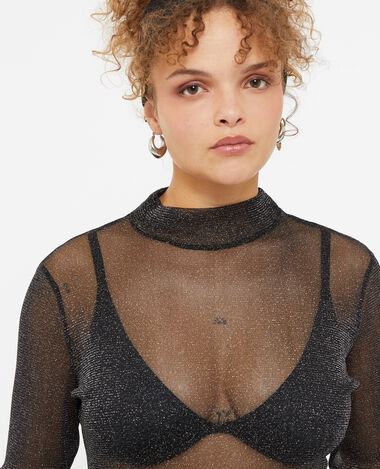 Top col montant avec lurex argenté - Pimkie