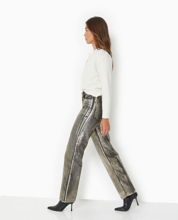 Jean droit taille haute enduit gold noir - Pimkie