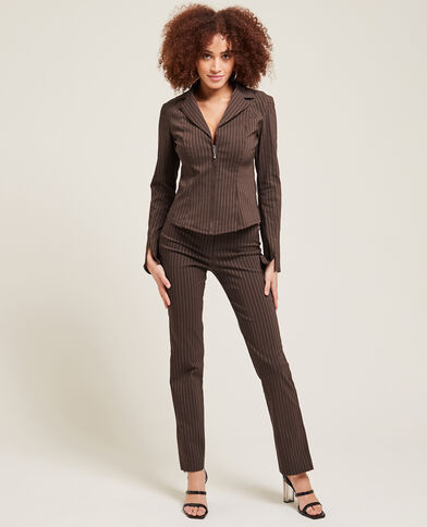 Pantalon slim droit avec fentes marron - Pimkie