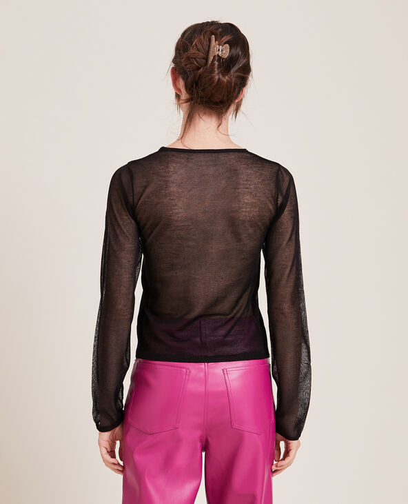 Top bi-matière effet one shoulder noir - Pimkie