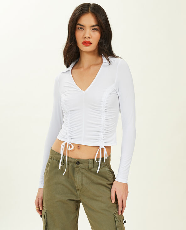 Top manches longues avec liens coulissants blanc - Pimkie