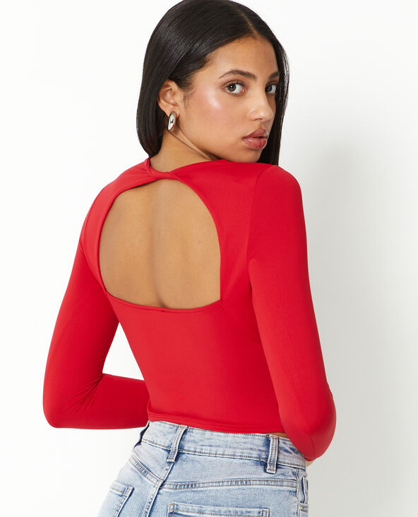 Top manches longues avec dos ouvert rouge - Pimkie