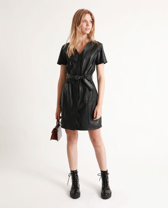 Robe en simili cuir noir - Pimkie