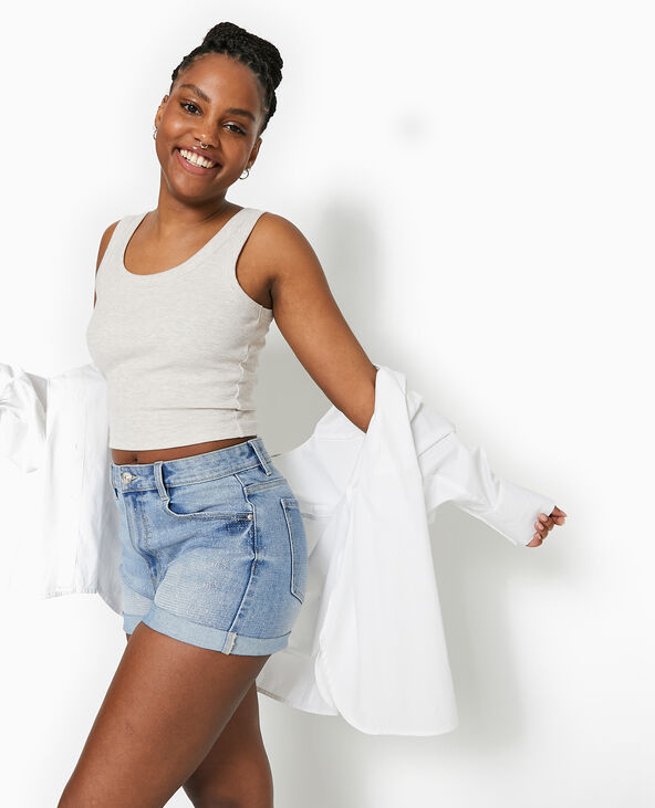 Short en jean avec paillettes bleu - Pimkie