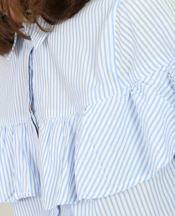Chemise rayée à volant blanc - Pimkie