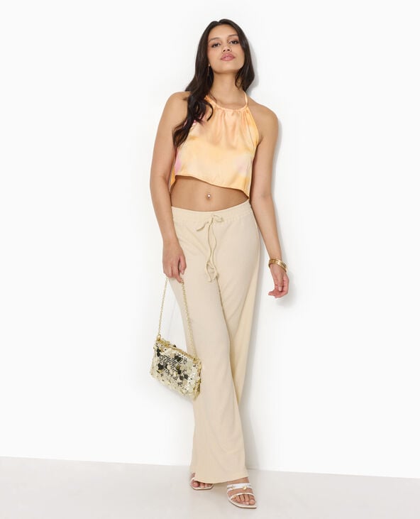 Top foulard dos-nu en satin rose clair - Pimkie