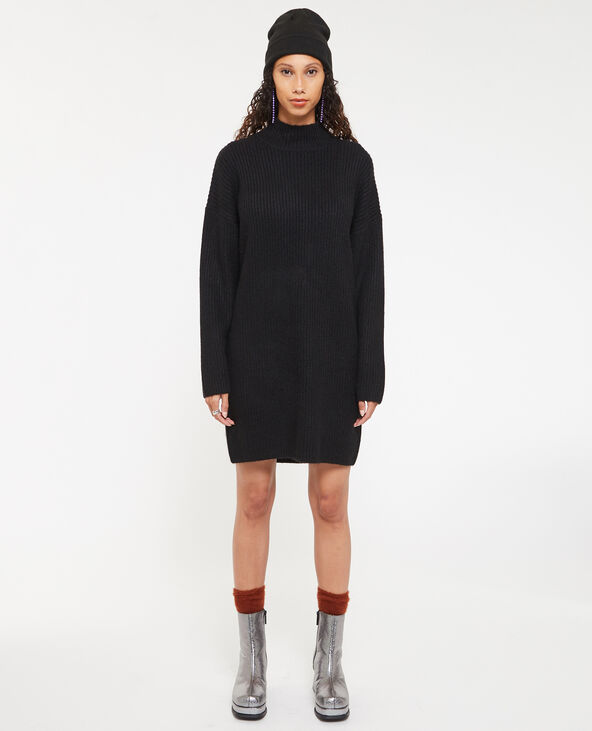 Robe courte en maille avec col montant noir - Pimkie