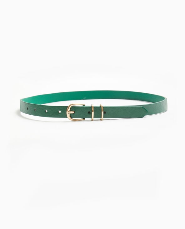 Ceinture fine avec boucle dorée vert foncé - Pimkie