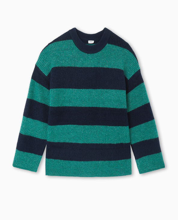 Pull oversize en maille rayée bleu marine - Pimkie
