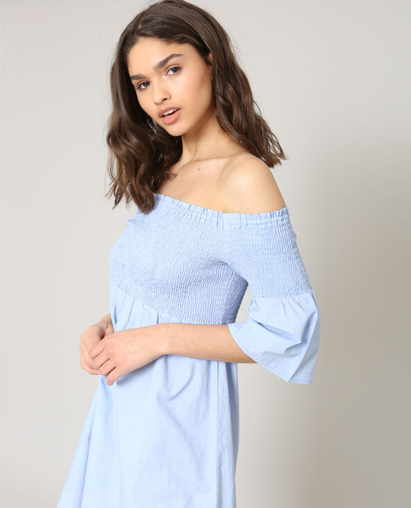 Robe à col bardot bleu clair - Pimkie