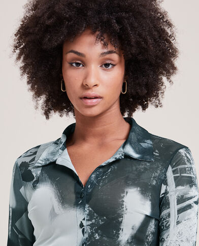 Chemisier en maille micro-mesh noir - Pimkie