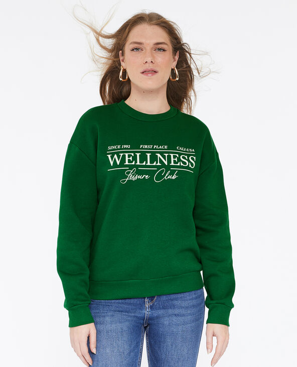 Sweat col rond imprimé vert - Pimkie