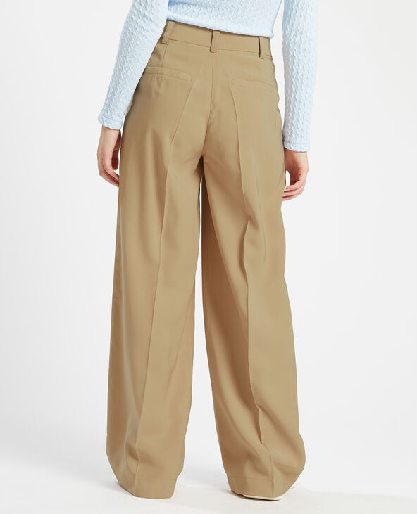Pantalon large taille haute SMALL taupe - Pimkie