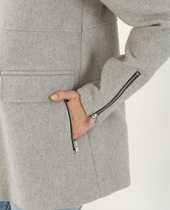 Caban avec fausse fourrure gris chiné - Pimkie