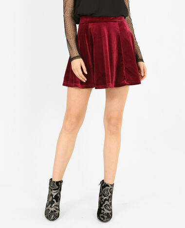 Mini jupe effet patineuse bordeaux - Pimkie