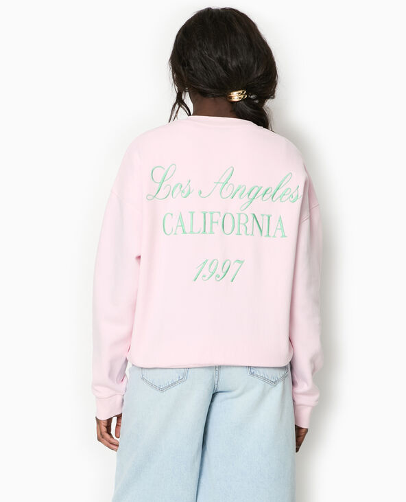 Sweat oversize avec broderies devant et dos rose clair - Pimkie