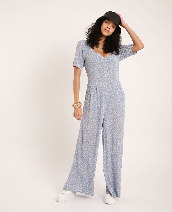 Combi-pantalon à fleurs gris - Pimkie