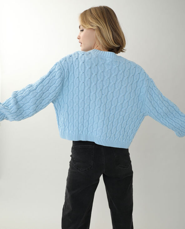 Gilet torsadé court bleu clair - Pimkie