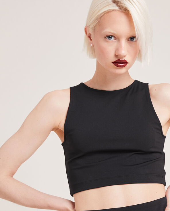 Top cropped sans manches noir - Pimkie