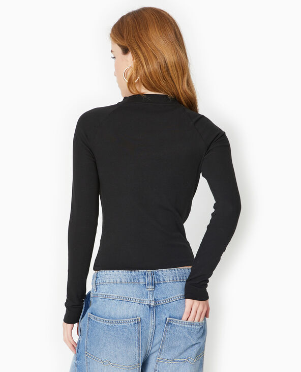 Top manches longues avec cut out devant noir - Pimkie