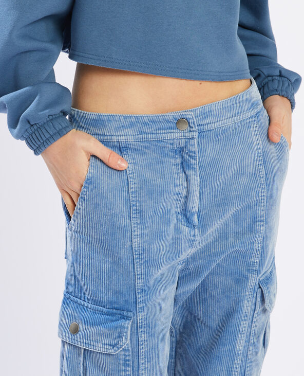 Pantalon battle en velours bleu - Pimkie