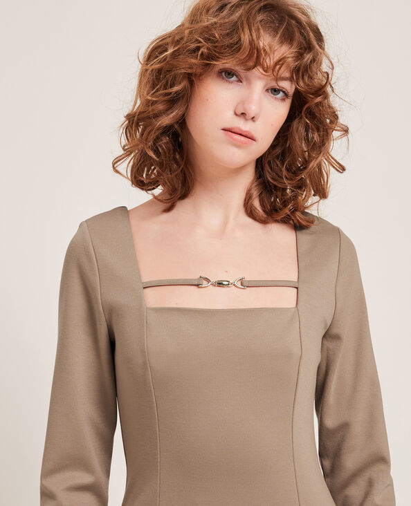 Robe fourreau manches longues marron - Pimkie