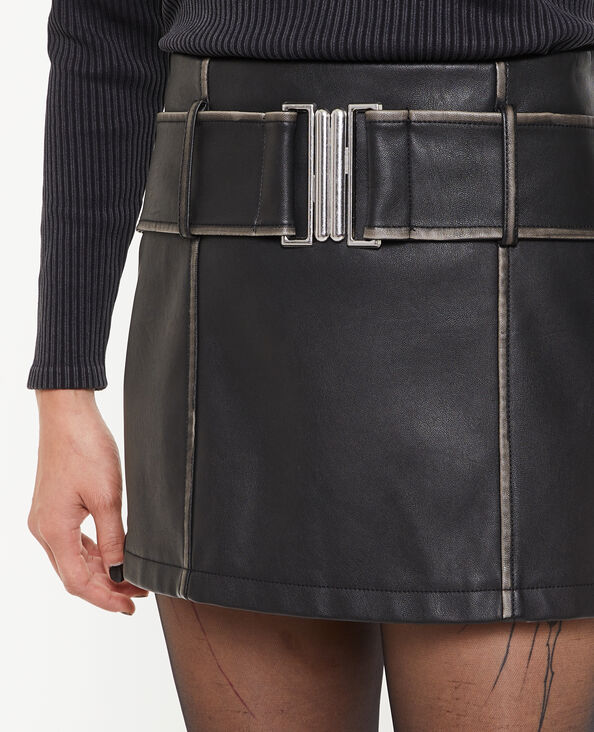 Mini jupe en faux cuir avec ceinture XL noir - Pimkie