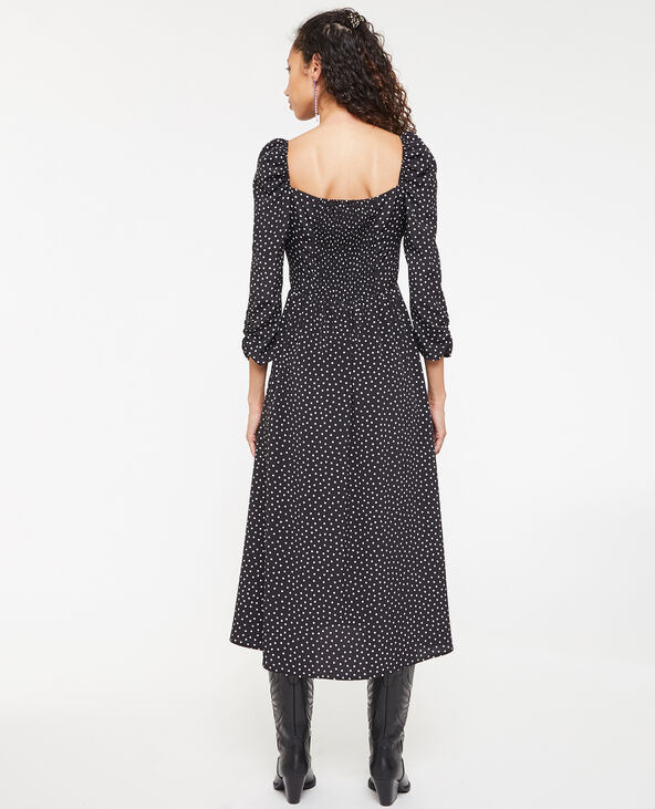 Robe midi encolure cœur avec fronces noir - Pimkie