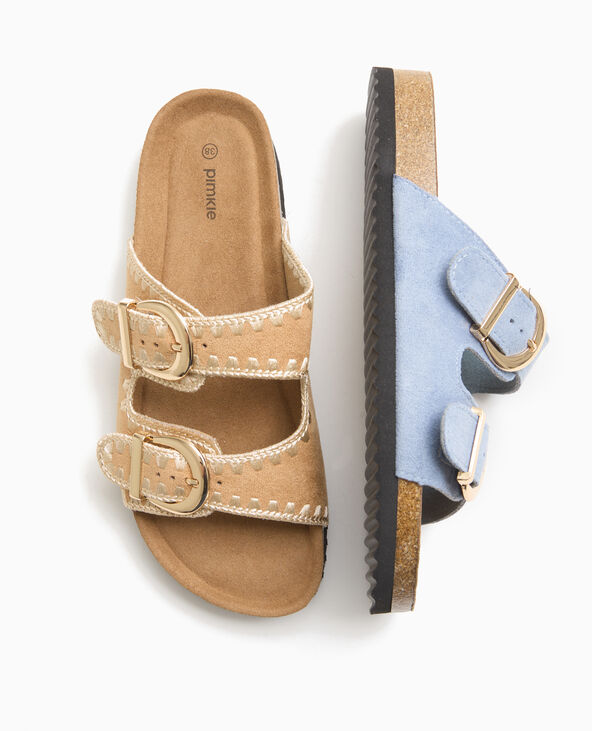 Mules à brides avec détails coutures camel - Pimkie