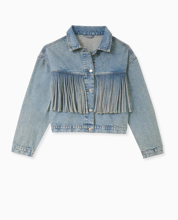 Veste en jean avec franges bleu - Pimkie