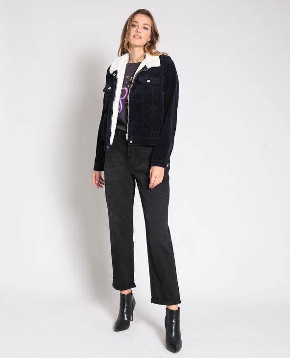 Veste courte velours bleu - Pimkie
