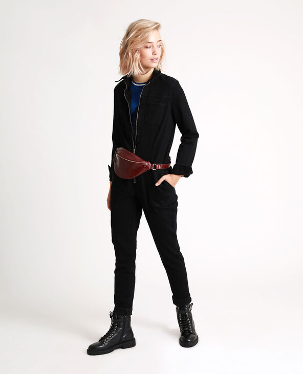 Combi-pantalon en jean noir - Pimkie