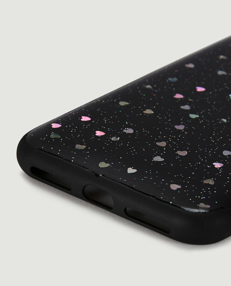 Coque iPhone "cœurs" noir - Pimkie