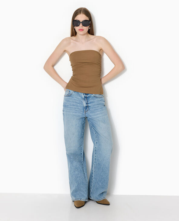 Top bandeau avec fentes côtés marron - Pimkie