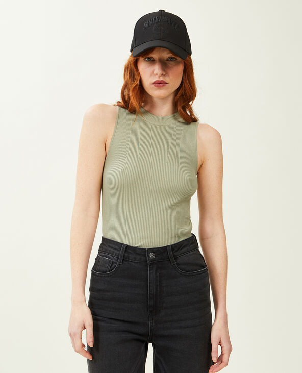 Top sans manches en maille vert de gris - Pimkie