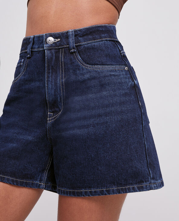 Short en jean taille haute bleu marine - Pimkie