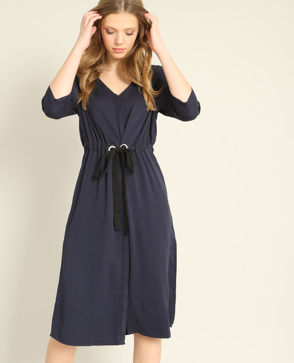 Robe ceinturée bleu marine - Pimkie