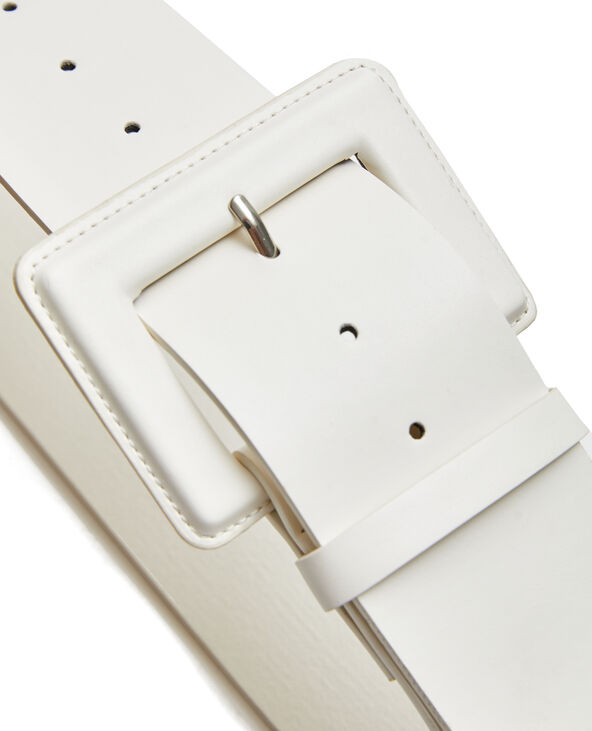 Ceinture large avec grande boucle rectangulaire blanc - Pimkie