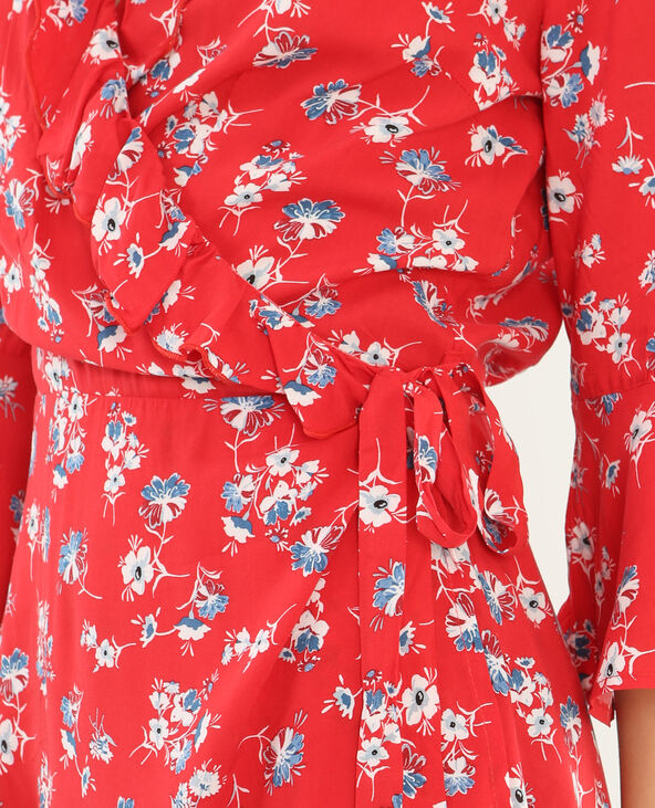 Robe portefeuille volantée rouge - Pimkie