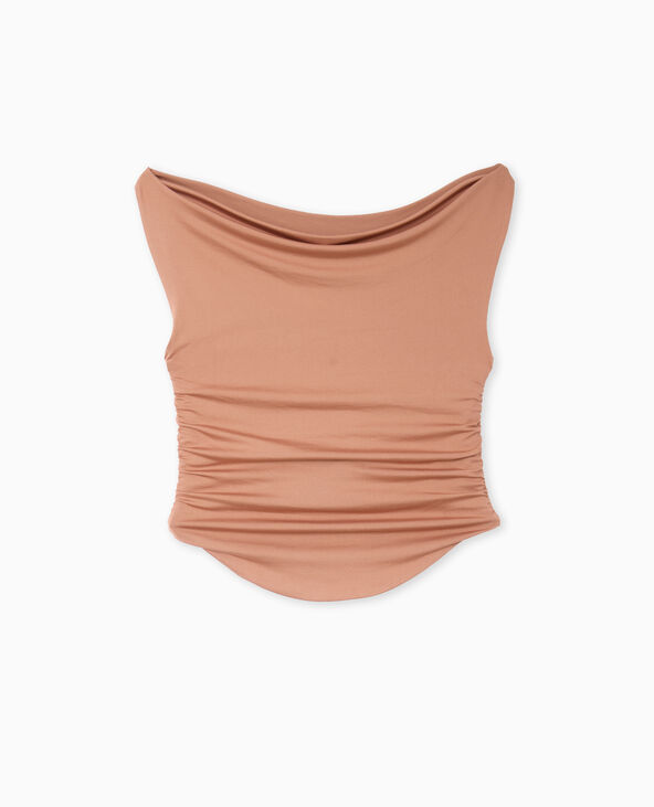 Top bénitier avec fronces côtés marron - Pimkie